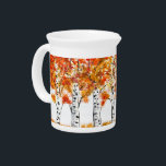Watercolor Birches Trees Fall Autumn orange Leaves Beverage Pitcher<br><div class="desc">Birches trees watercolor. Perfect for a home décor. Gift for her. Autumn leaves, Fall season. Orange, yellow leaves pitcher.</div>