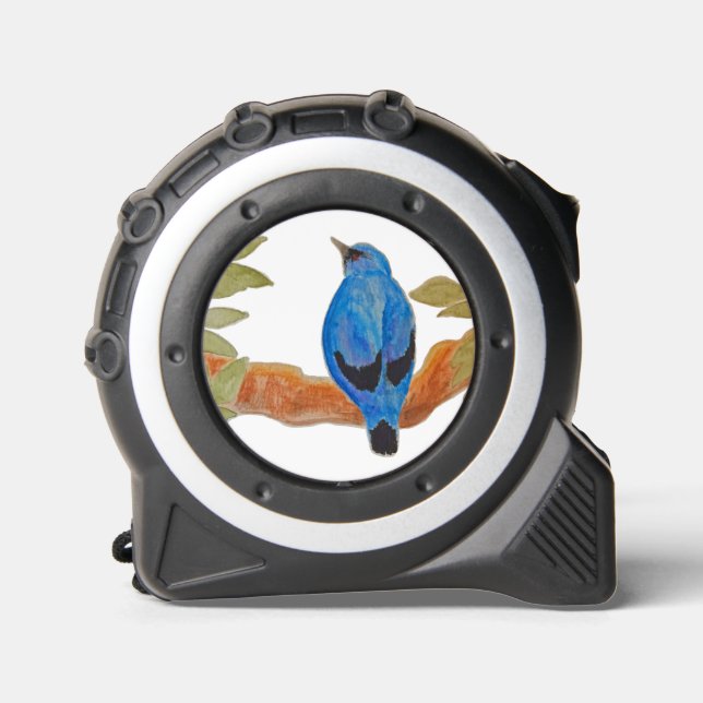 Watercolor Bird Blue Cuckooshrike Tape Measure (Front)