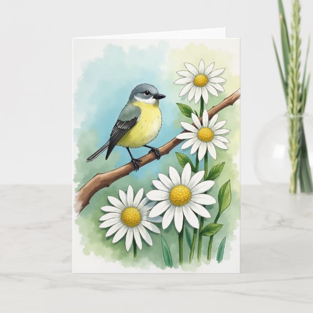 Watercolor Bird Branch Card (Front)