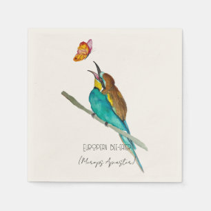 Watercolor bird (European bee-eater) Napkins