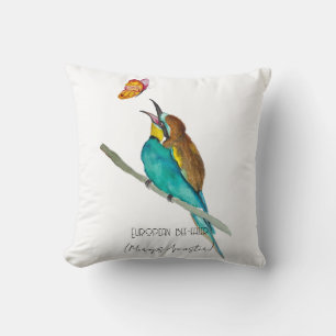Watercolor bird (European bee-eater) Throw Pillow