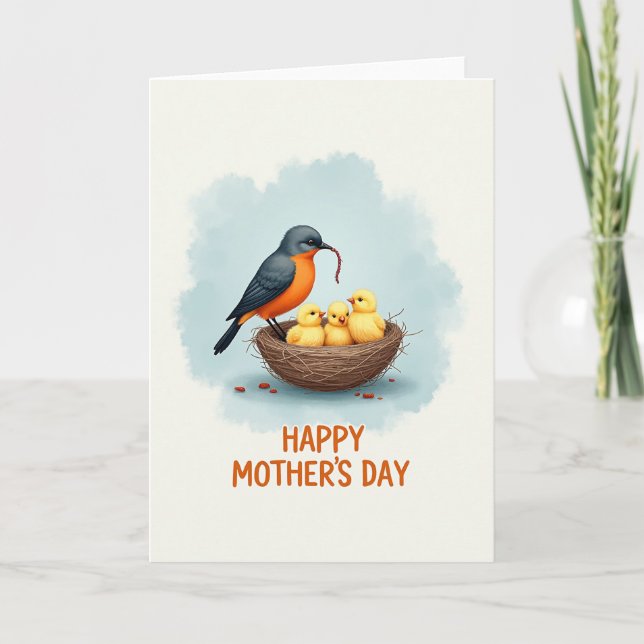 Watercolor Bird Family Card (Front)