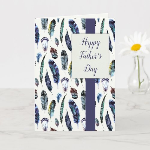 Watercolor Bird Feathers Custom Fathers Day Card