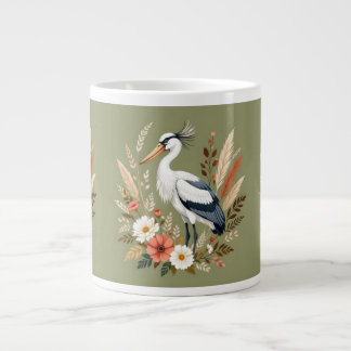 Watercolor bird giant coffee mug