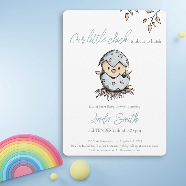 Watercolor Bird Hatching Neutral Baby Shower Invitation (Creator Uploaded)
