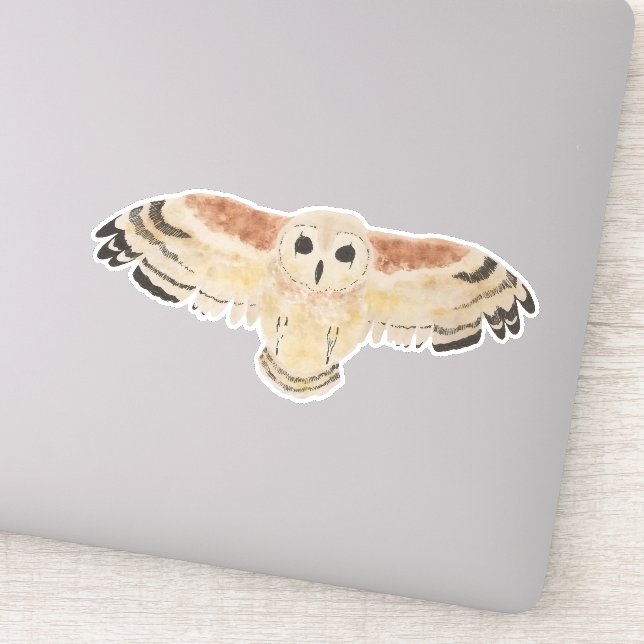 Watercolor Bird Marsh Owl Sticker (Detail)