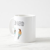 Watercolor bird nerd coffee mug (Front Left)