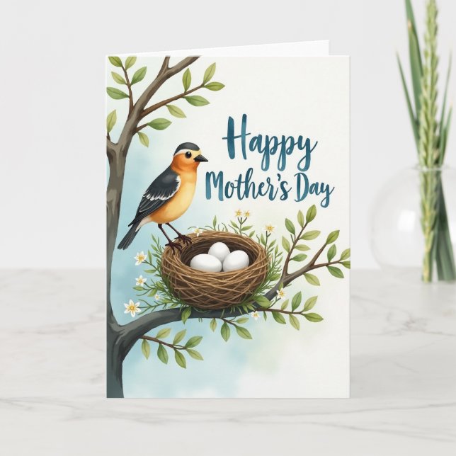 Watercolor Bird Nest Card (Front)