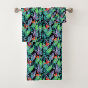 Watercolor Bird Of Paradise Bath Towel Set