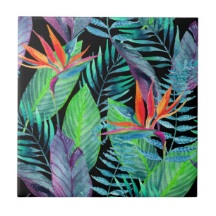 Watercolor Bird Of Paradise Ceramic Tile