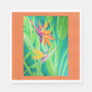 Watercolor Bird of Paradise Flowers Paper Napkins