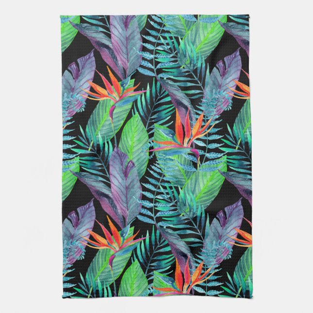 Watercolor Bird Of Paradise Kitchen Towel (Vertical)