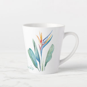 Watercolor Bird of Paradise Latte Mug