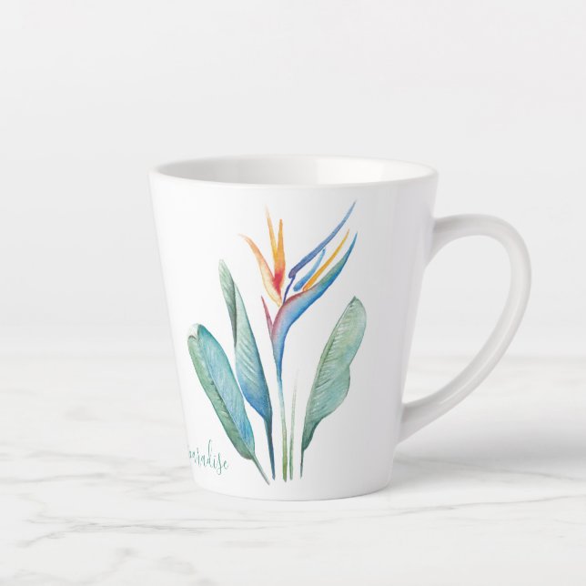 Watercolor Bird of Paradise Latte Mug (Right)