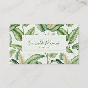 Watercolor Bird of Paradise Leaves  Business Card