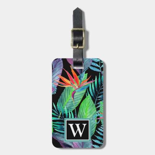 Watercolor Bird Of Paradise  Monogram Luggage Tag