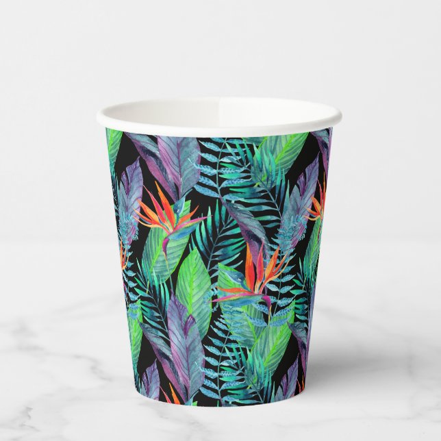 Watercolor Bird Of Paradise Paper Cups (Left)