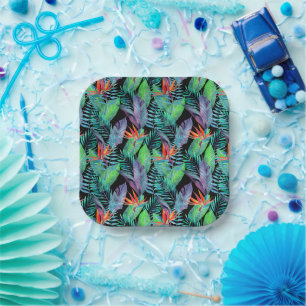 Watercolor Bird Of Paradise Paper Plates