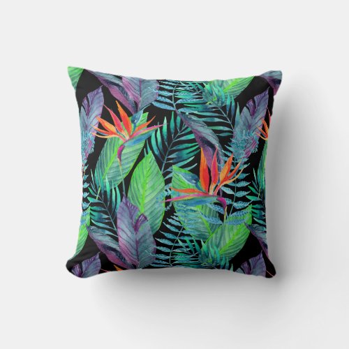 Watercolor Bird Of Paradise Throw Pillow