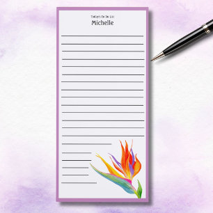 Watercolor Bird Of Paradise Today's To Do List Magnetic Notepad