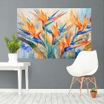 Watercolor bird of paradise Tropical XL art Canvas Print