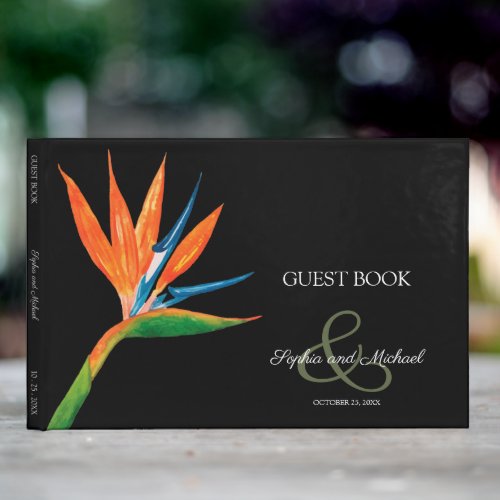 Watercolor Bird of Paradise Wedding Guest Book