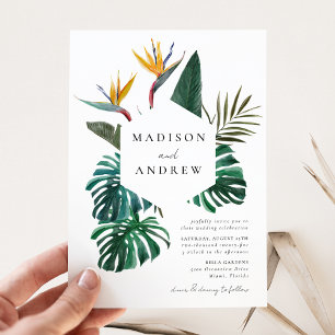 Watercolor Bird of Paradise Wedding Invitation