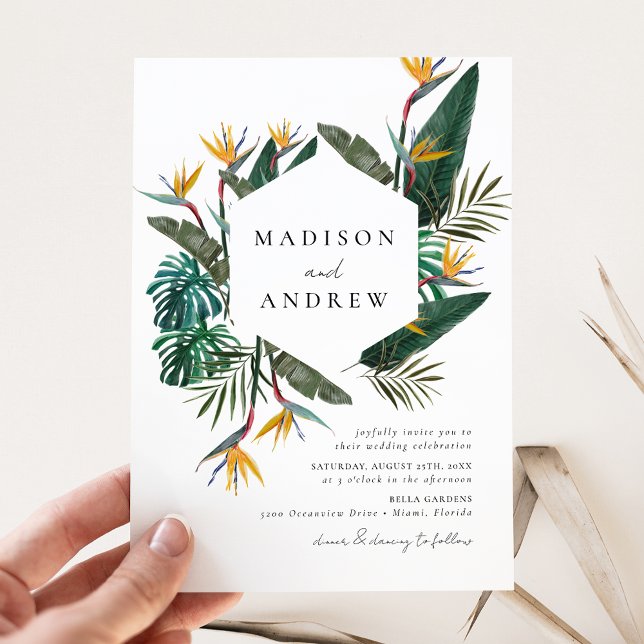 Watercolor Bird of Paradise Wedding Invitation (Creator Uploaded)