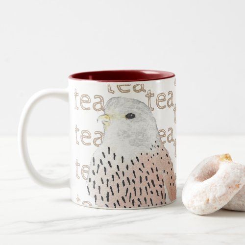 Watercolor Bird of Prey Falcon Kestrel Two_Tone Coffee Mug