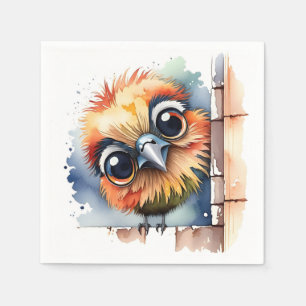 Watercolor Bird On a Wall Napkins