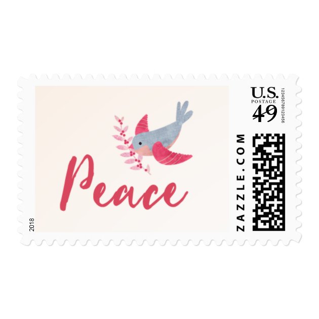 Watercolor Bird Peace Christmas Postage Stamp