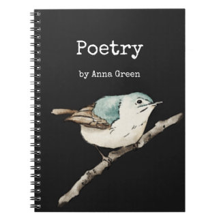 Watercolor bird Poetry writers Notebook