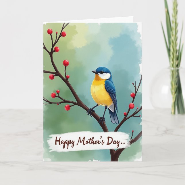 Watercolor Bird Scene Card (Front)