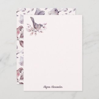 Watercolor Bird Stylish Feminine Trendy Blush Pink