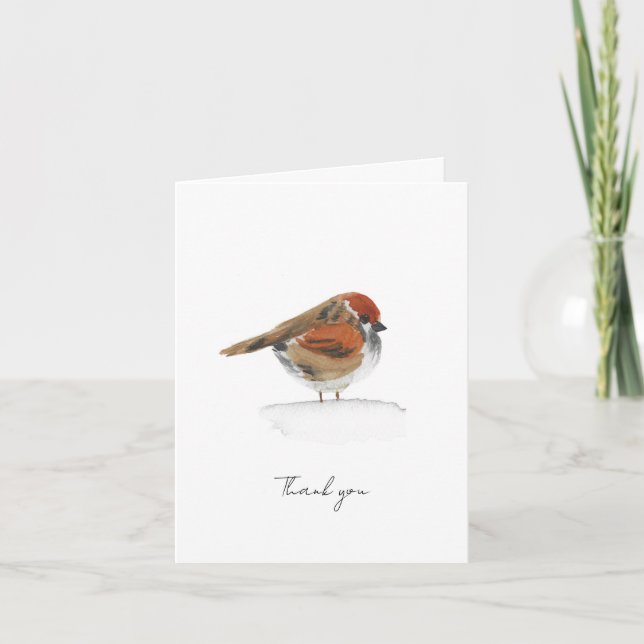 Watercolor Bird Thank You Card (Front)