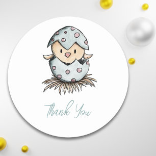 Watercolor Bird Thank You Classic Round Sticker