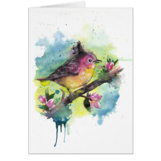 Watercolor bird three cards