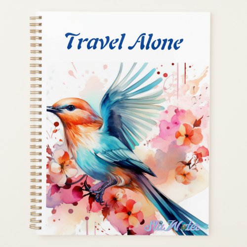watercolor bird travel alone planner