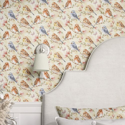 Custom Wallpaper 8 Watercolor Birds And Branches Wallpaper
