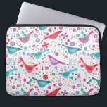 Watercolor Birds in a Garden of Flowers Painting Laptop Sleeve<br><div class="desc">Pretty watercolor painting in a modern style of bright colourful birds in a garden of flowers in shades of pink,  purple,  orange and teal blue.
Perfect for birders,  ornithologists,  nature lovers and gardeners.</div>