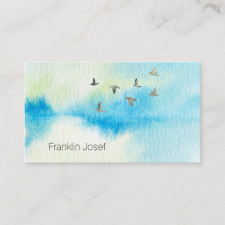 Watercolor Birds In the Sky Business Card