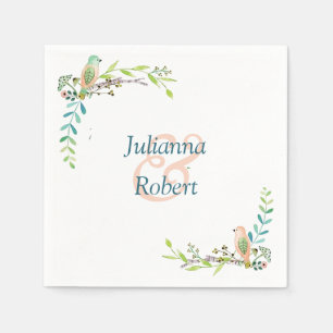 Watercolor birds napkins