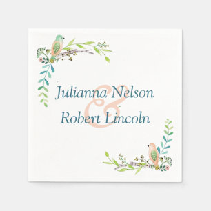 Watercolor birds napkins