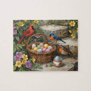 Watercolor Birds Nest Easter Eggs Spring Decor Jigsaw Puzzle