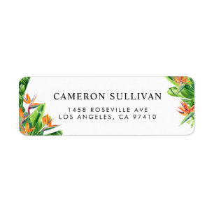 Watercolor Birds of Paradise Tropical Wedding Label