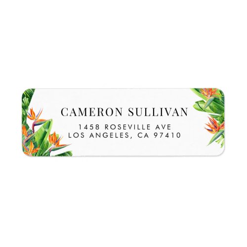 Watercolor Birds of Paradise Tropical Wedding Label