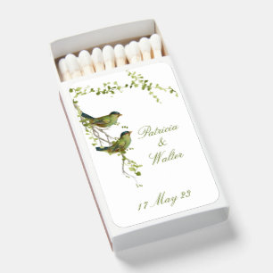 Watercolor Birds on a Branch with Ivy Customized Matchboxes