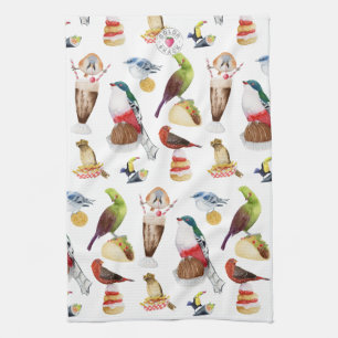 Watercolor Birds on Snacks - Kitchen Towels