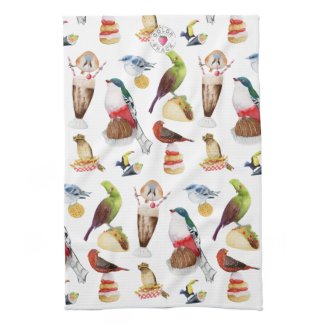 Watercolor Birds on Snacks - Kitchen Towels