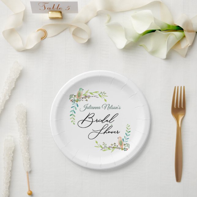 Watercolor birds   paper plates (Wedding)